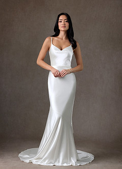 Azazie Kayla Wedding Dresses Diamond White Mermaid Charmeuse Dress image2