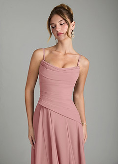 Azazie Gabriela Bridesmaid Dresses Dusty Rose A-Line Corset Chiffon Dress image9