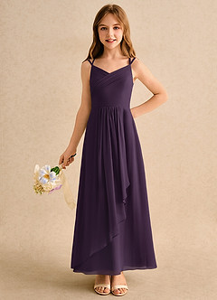 Azazie Zaida Girls Formal Flower Girl Klänningar Klänning A-Line i Chiffong Plisserad image3