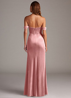 Azazie Saige Bridesmaid Dresses Dusty Rose Sheath Off the Shoulder Velvet Convertible Dress image5