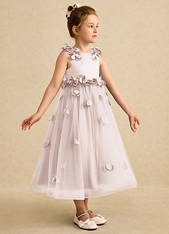 Azazie Atta Flower Girl Dresses Rose Petal A-Line One Shoulder Tulle Dress image3