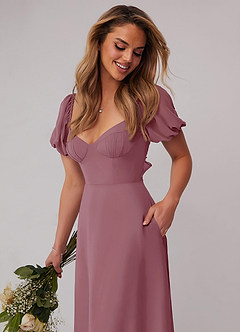 Barbie ♥ Azazie Bridesmaid Dresses Vintage Mauve A-Line Pleated Chiffon Dress image4