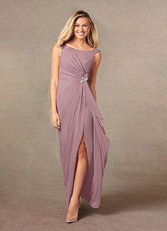 Azazie Yarrow Mother of the Bride Dresses Dusty Rose A-Line Pleated Chiffon Dress image3