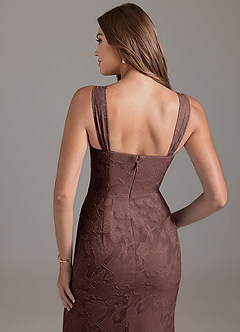 Azazie Denice Brautjungfernkleider A-Linie Plissee Blumen-Burnout Kleid Espresso image2