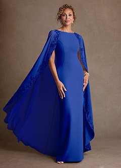 Azazie Artemisia Mère de la mariée Robes Robe Fourreau en Mousseline de soie Dentelle Bleu Roi image5