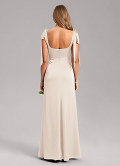 Azazie Frostine Bridesmaid Dresses White Alabaster A-Line Bow Stretch Satin Dress image14