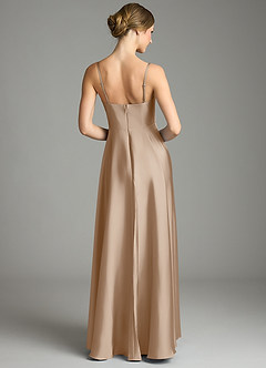 Azazie Elle Bridesmaid Dresses Taupe A-Line Pleated Stretch Satin Dress image5