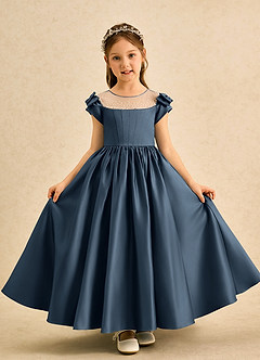 Azazie Toffee Flower Girl Klänningar Klä Balklänning i Matt satäng Rosett image2