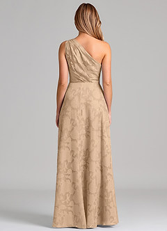 Azazie Phaedra Robes de demoiselle d'honneur Robe Trapèze en Blumen-Burnout Une épaule Champagne image6