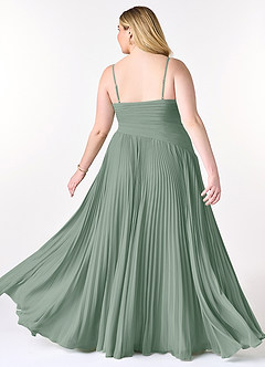 Azazie Vini Jurken voor bruidsmeisjes Jurk van Chiffon met A-Lijn V-hals geplooid Zilveren Salie image9