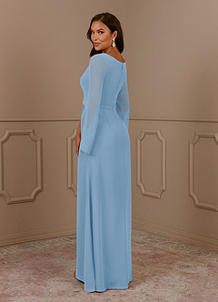 Azazie Belinda vestidos de madre de la novia Vestido de Azul Pálido de Gasa de Corte en A con Cuello en V Plisado image4