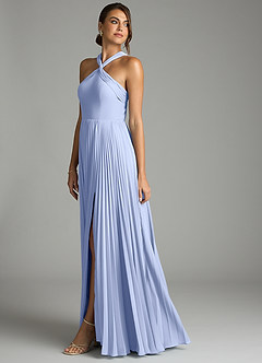 Azazie Afra Abiti da Damigella Abito A-Line in Chiffon Plissettato Ghiaccio image4
