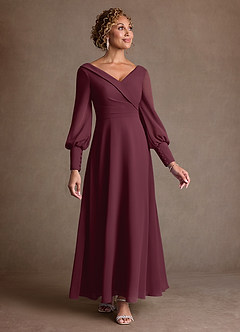 Azazie Paterson Suknie dla Matki Panny Młodej Linia A Pofałdowany Szyfon Długość kostki Sukienka image1