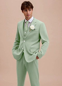 front Ethan Stoffige Salie Verfijnd geweven 3-delig pak