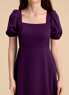 Azazie Briar Junior A-Linie Schleifen Stretch-Satin Kleid Traube image8