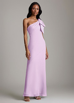 Azazie Yuanna Bridesmaid Dresses Frosted Lilac Mermaid One Shoulder Chiffon Dress image4
