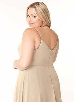 Azazie Clarissa Brautjungfernkleider A-Linie V-Hals Chiffon Kleid Champagner image12