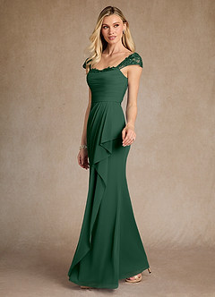 Azazie Belfast Mother of the Bride Dresses Dark Green Sheath Lace Mesh Dress image3