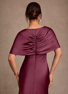 Azazie Dosia 신부의 어머니 드레스 쉬스 주름진 스트레치 새틴 플로어 길이 드레스 image5