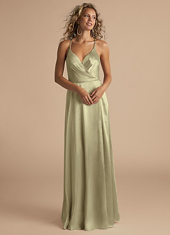 Azazie Davis Slutförsäljning Klänning av A-Linje i Metallisk satin Plisserad Auburn image4