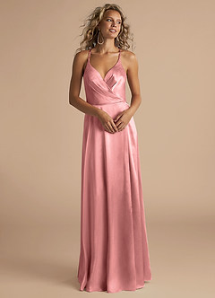 Azazie Davis Bridesmaid Dresses Rosette A-Line Pleated Metallic Satin Dress image4