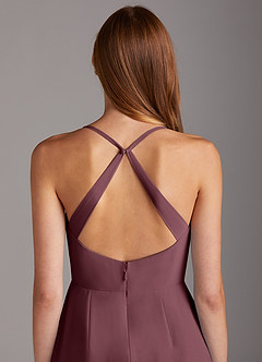 Azazie Manila Bridesmaid Dresses Sangria Sheath V-Neck Chiffon Dress image5
