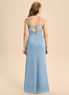 Azazie Renna Junior Powder Blue A-Line Pleated Stretch Satin Dress image2