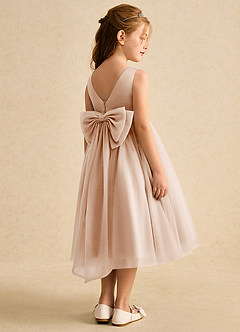 Azazie Winnie Robe Demoiselle D'honneur Fillette Robe Princesse en Tulle Arc Rose Perle image3