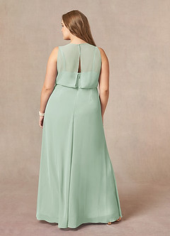 Azazie Marchioness Kleider für die Brautmutter A-Linie Schaufel Gefaltet Chiffon Kleid Agave image8