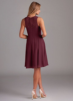 Azazie Vina Bridesmaid Dresses Cabernet A-Line Lace Chiffon Dress image2