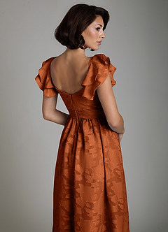 Azazie Anaya Brautjungfernkleider A-Linie Gestreift Blumen-Burnout Kleid Gebranntes Orange image6