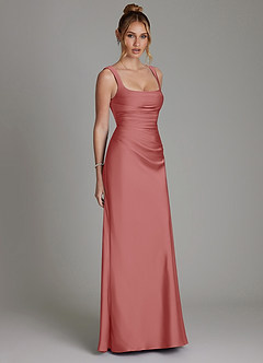 Azazie Agustina Robes de demoiselle d'honneur Robe Sirène en Satin extensible Corset Antique Rose image4