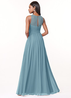 Azazie Nina Bridesmaid Dresses Moody Blue A-Line Pleated Chiffon Dress image2