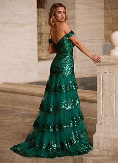 Jenna Green Ruffled Glitter Mermaid Prom Dress image8