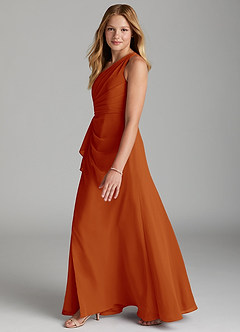 Azazie Maive Junior Paprika A-Line Pleated Chiffon Dress image5