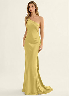 Persephone Amarillo Pastel Vestido de fiesta de satén image3