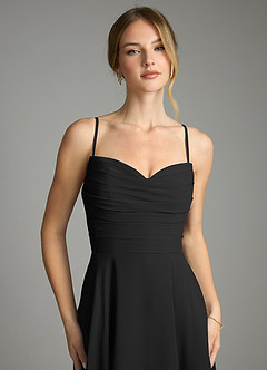 Azazie Ayla Abiti da Damigella Abito A-Line in Chiffon Scollo a Cuore Nero image3