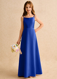 Azazie Joella Girls Formal Flower Girl Klänningar Klä A-Line i Matt satäng Plisserad image6