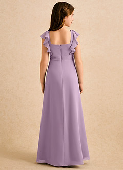 Azazie Soso Girls Formal Robe Demoiselle D'honneur Fillette Robe Trapèze en Mousseline de soie Plissée Glycine image2