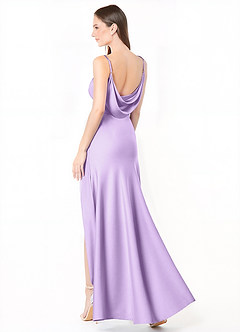 Azazie Alaija Bridesmaid Dresses Lilac Mermaid Side Slit Stretch Satin Dress image1