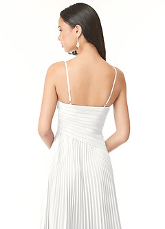 Azazie Vini Jurken voor bruidsmeisjes Jurk van Chiffon met A-Lijn V-hals geplooid Wit image5