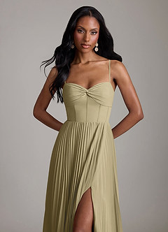 Azazie Akiko Brautjungfernkleider A-Linie Herzausschnitt Chiffon Kleid Moosgrün image2