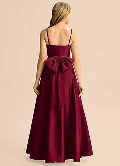 Azazie Rumi Junior Linia A Pofałdowany Satyna elastyczna Długość podłogi Młodsza druhna Sukienka image2