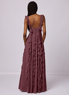 Barbie ♥ Azazie Bridesmaid Dresses Sangria A-Line with Pockets Chiffon Dress image6