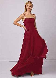Barbie ♥ Azazie Robes de demoiselle d'honneur Robe Trapèze en Mousseline de soie Bourgogne image3