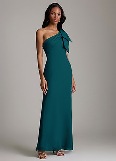 Azazie Yuanna Bridesmaid Dresses Pine Mermaid One Shoulder Chiffon Dress image4
