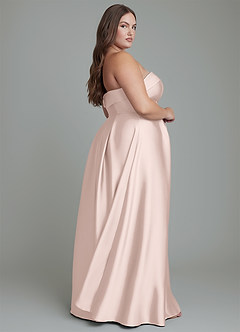Azazie Lucienne Bridesmaid Dresses Blushing Pink A-Line Strapless Stretch Satin Convertible Dress image14