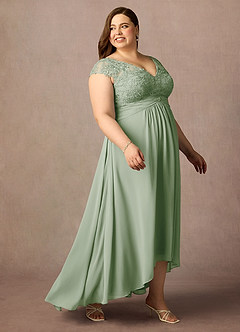 Azazie Irmeli Kleider für die Brautmutter A-Linie Spitze Chiffon Kleid Staubiger Salbeigrün image10