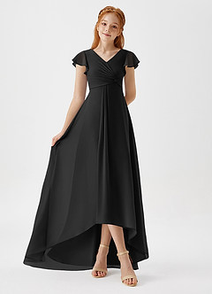 Azazie Breanne Junior Vestido de Negro de Gasa de Corte En A image2