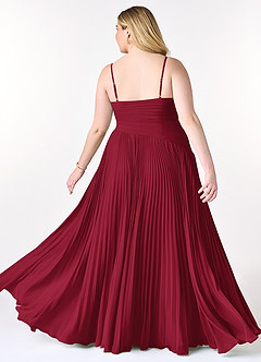 Azazie Vini Brautjungfernkleider A-Linie V-Hals Gefaltet Chiffon Kleid Burgunderrot image9